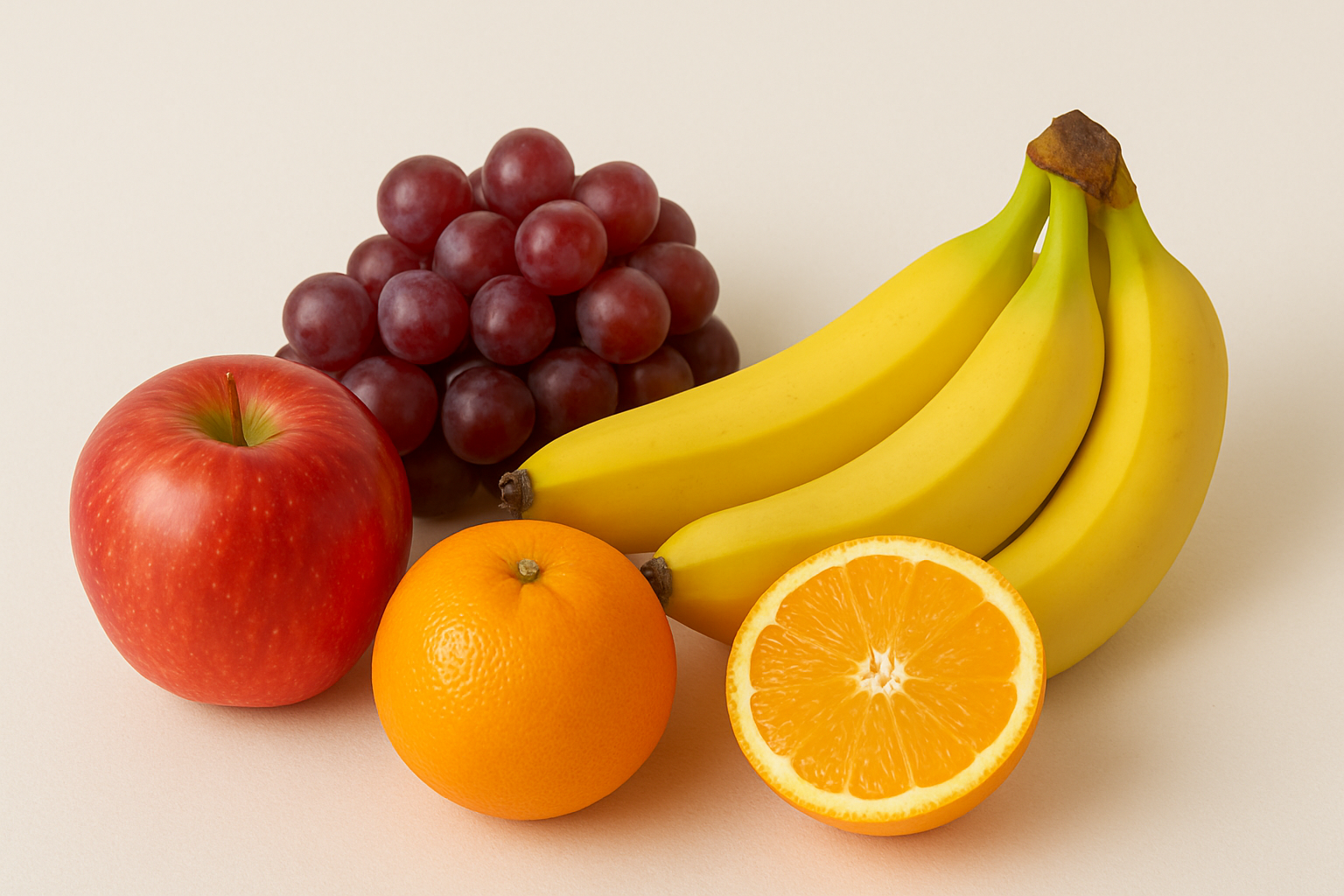 Fresh fruits including apples, oranges, and seasonal fruits