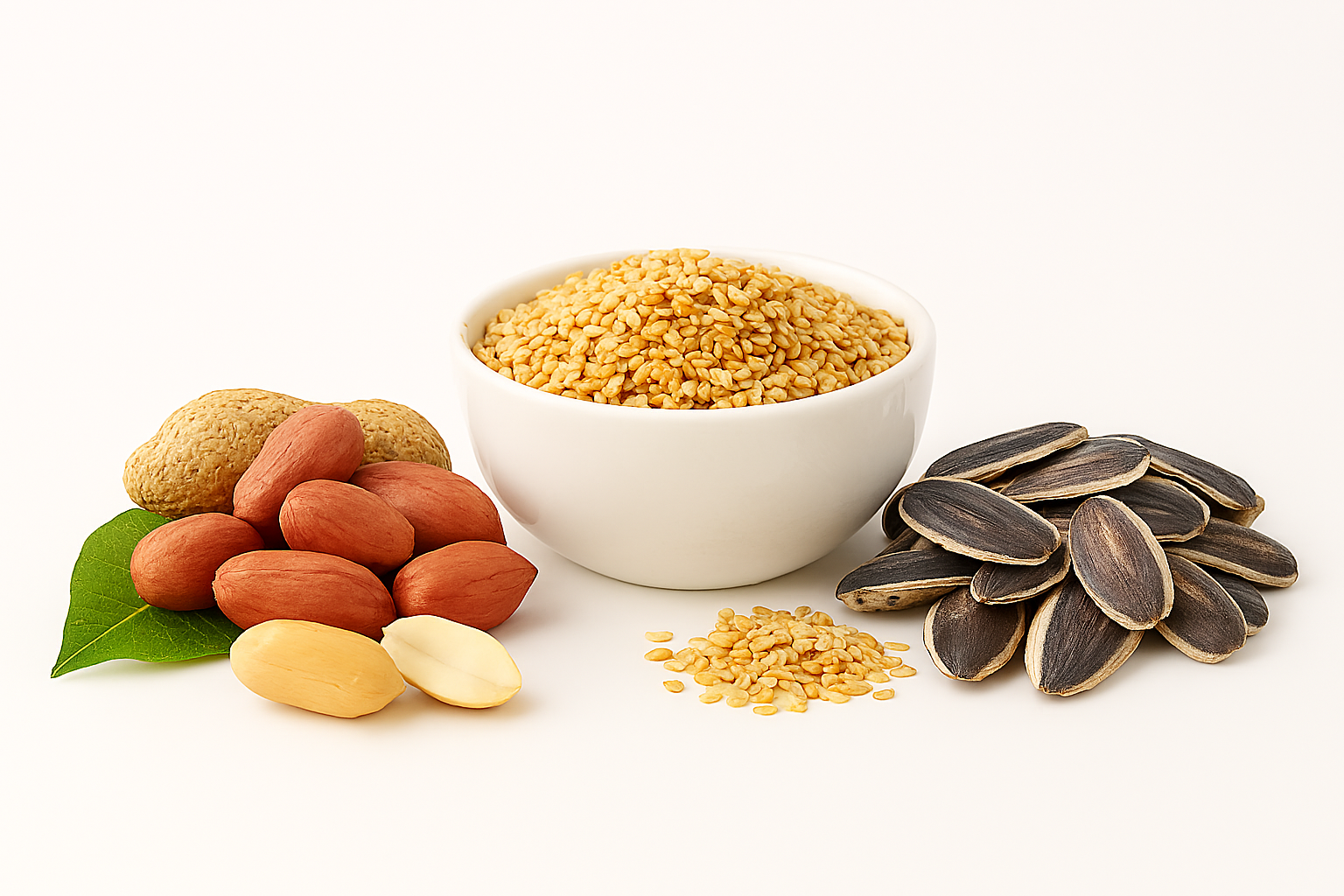 Oil seeds including sunflower, sesame, and groundnut